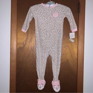 Girl’s 24M CARTER’S Animal Print Leopard Cat Spots Zip Up Blanket Heart Sleeper